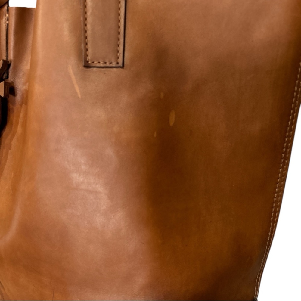 Frye Carson Leather Tote Dual Handles Open Top Bag Brown - Picture 4 of 12